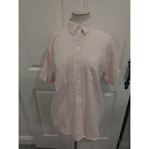 Claudia Womens Pink Short Sleeve Button Up Shirt Top Size Small